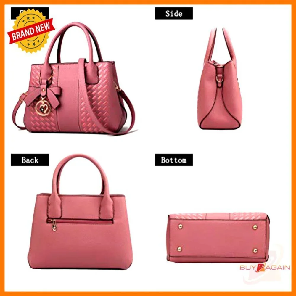 PU Leather Satchel Tote with Adjustable Shoulder Strap, 10.2x7.9 Inches